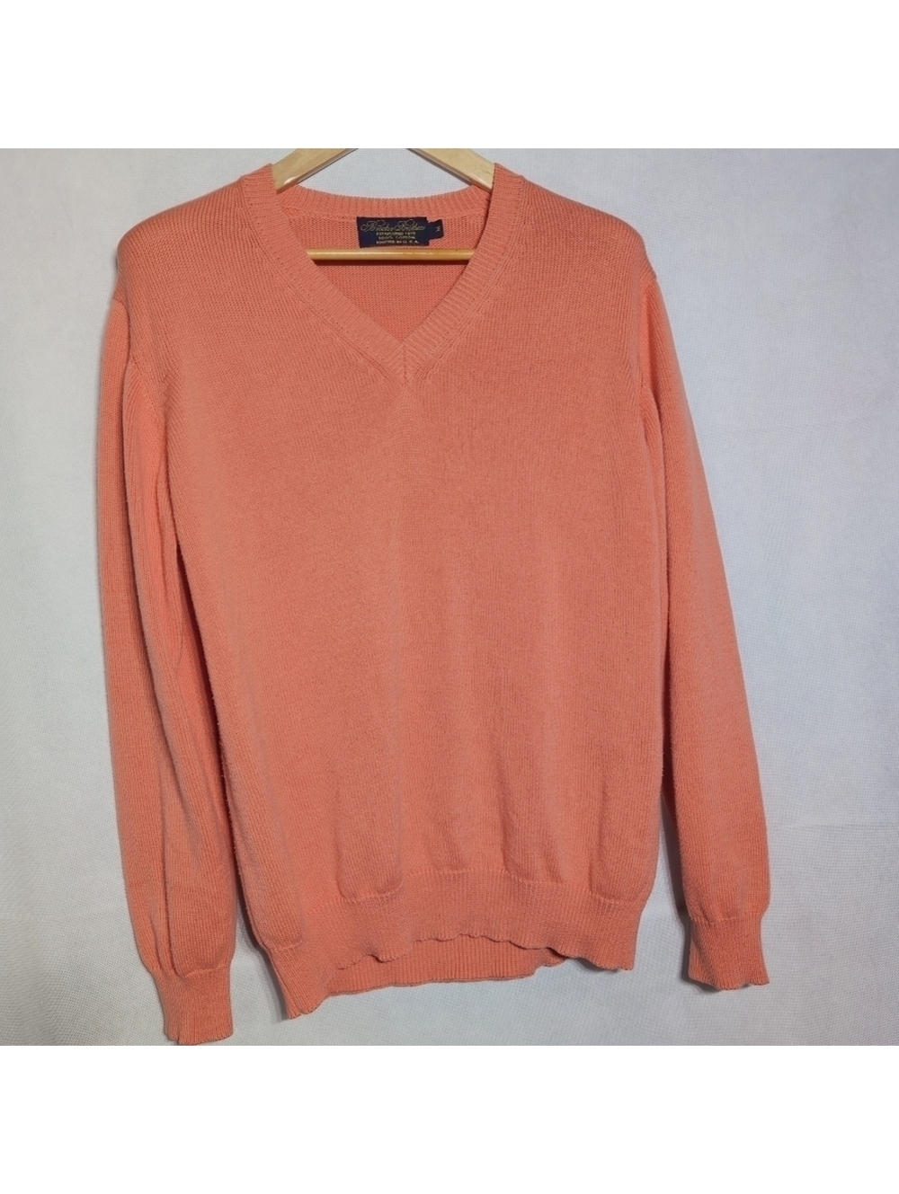 Brooks Brothers Coral V-Neck Sweater Sz M Cotton